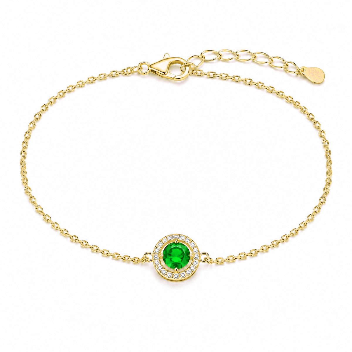 LGT JWLS - Dames armband - Goudkleurig - Groene zirkonia