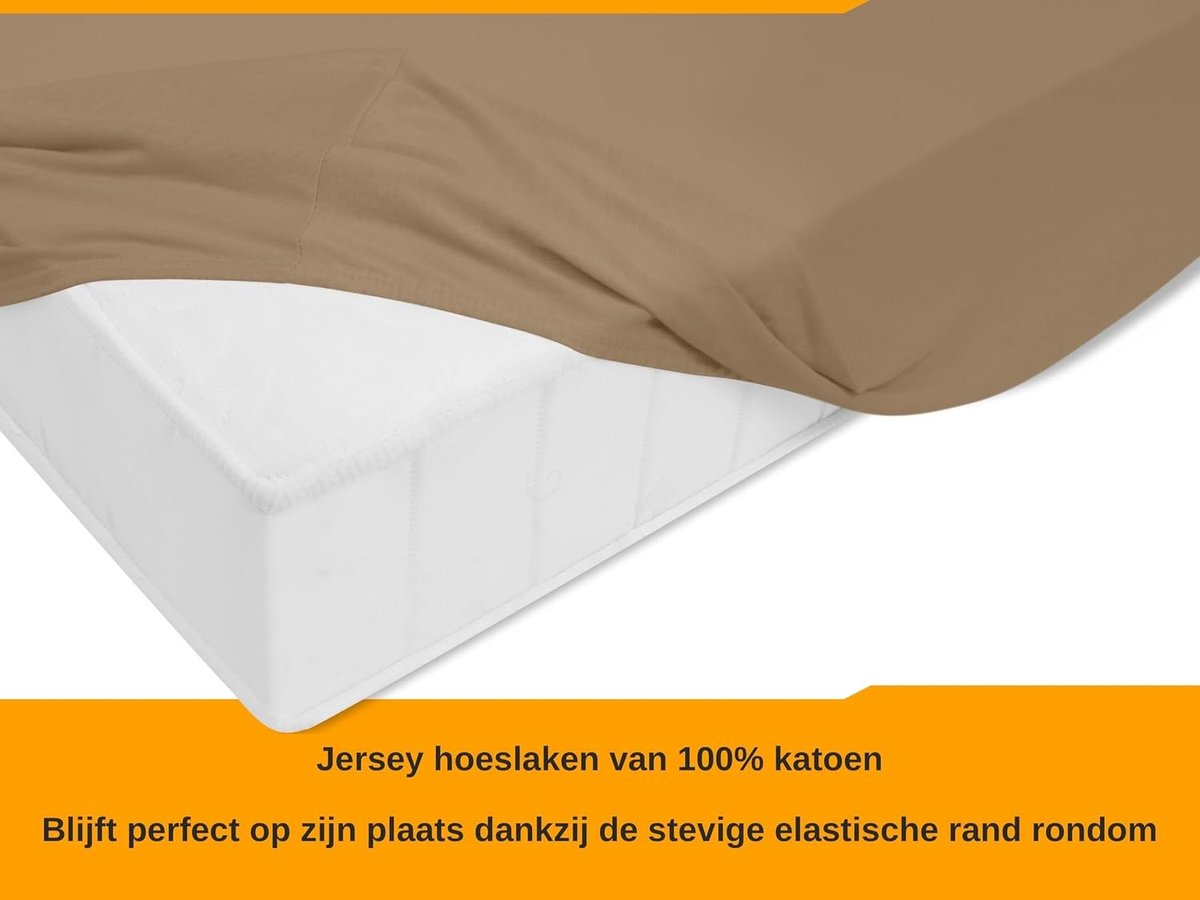 Hoeslaken - Lichtbruin - 70 x 140 cm - 100% Katoen - Voor Standaard Matrassen en Kinderbedden