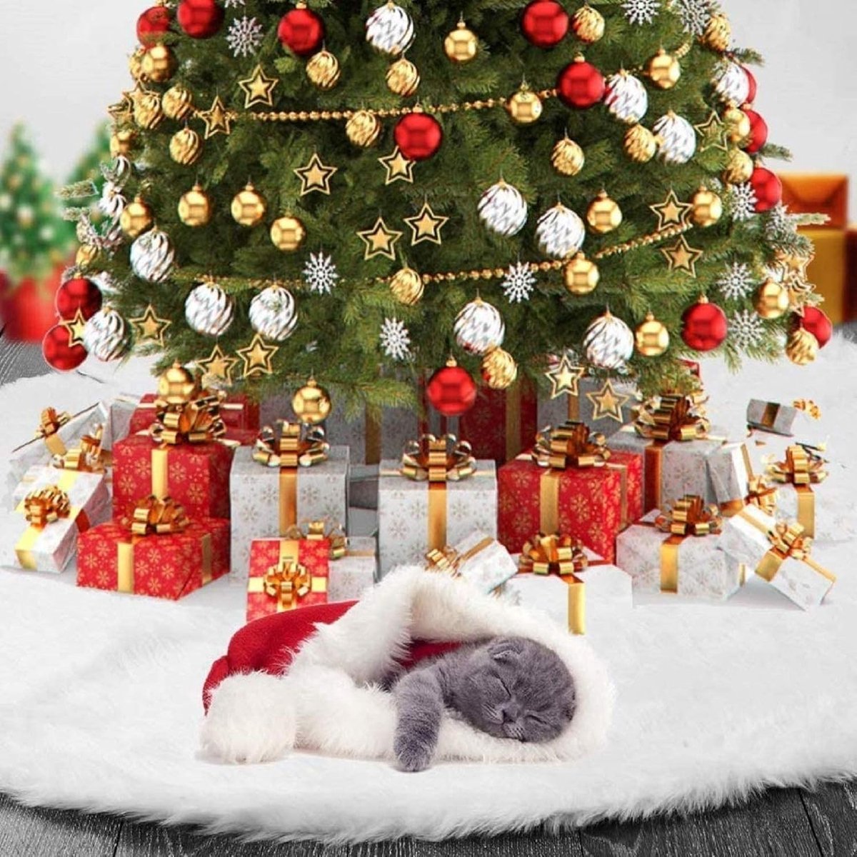 Kerstboomrok - Wit - 90 cm - Kunstleer - Voor Kerstdecoratie