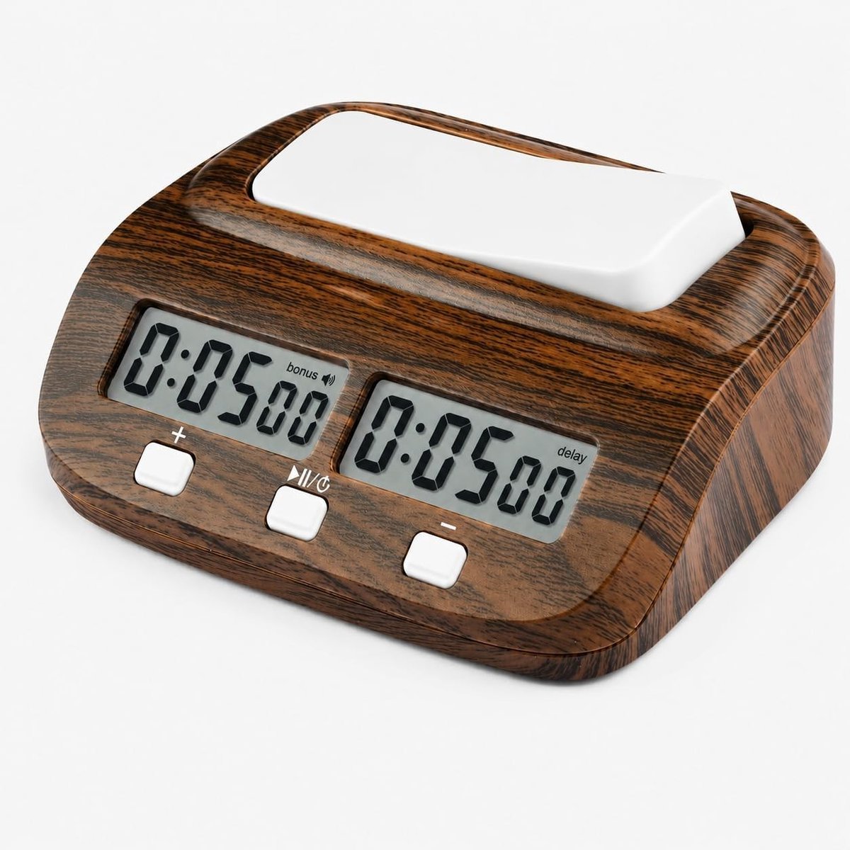 Digitale Schaakklok - Houtnerf Kleur - Professionele Timer met Vertraging en Bonusfunctie - Voor Bordspellen