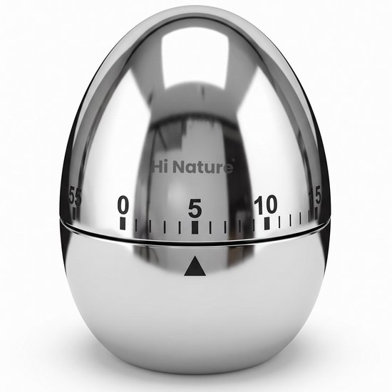 HI NATURE™ Kookwekkers - Kookwekker - tot 60 minuten - Premium RVS - Kookwekker Analoog - Keukenwekker - Kookwekker mechanisch - Keukentimer - Zilver