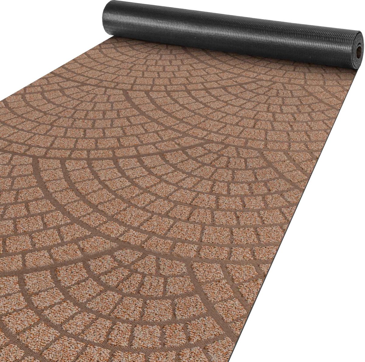 ANRO Tapijtloper Davis Bruin 180x50cm – Velours Gangloper Antislip Keukenloper Hal Op Maat Laagpolig
