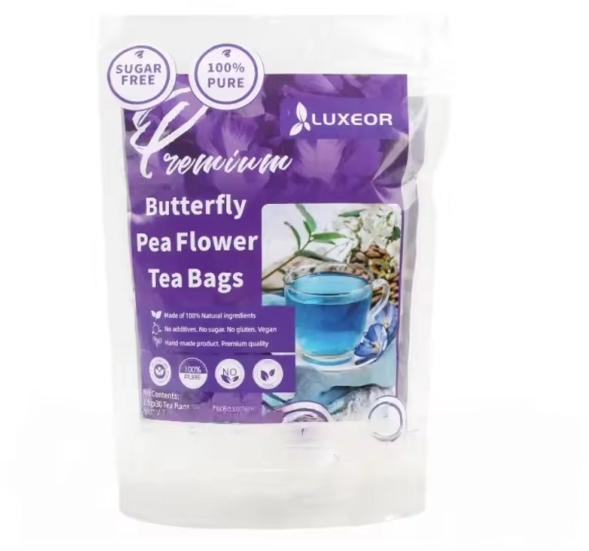 Premium Butterfly Pea Flower Thee – 30 Theezakjes