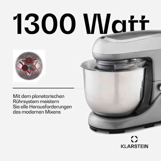 Keukenmachine Mixer - Mixer Keuken - Bakken en Koken - Planetair Roersysteem - 5 Liter - Zilver — afbeelding 5