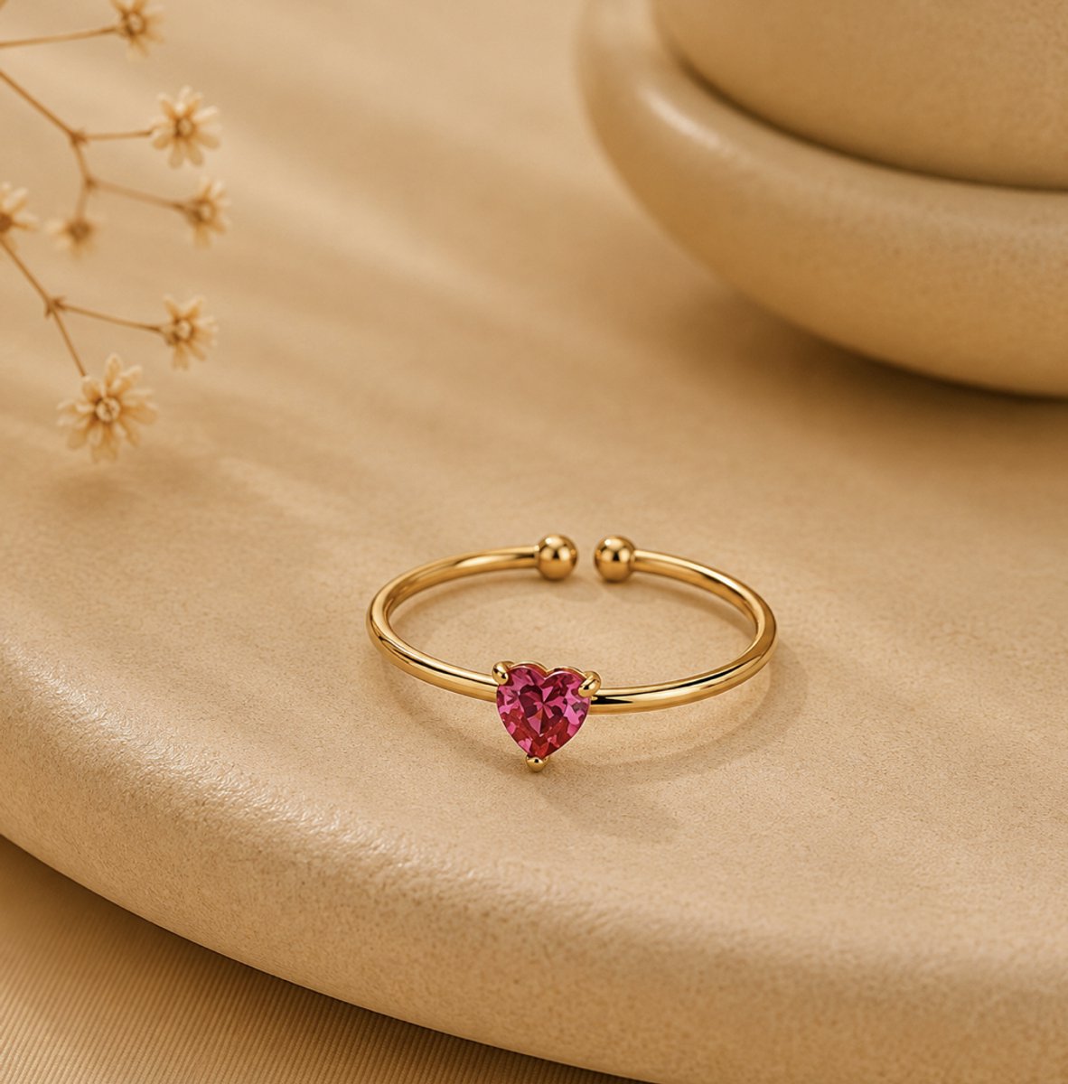 Maevi® Geboortesteen Ring - Maand: Oktober - Geboortesteen / Geboorte Cadeau - Kraamcadeau - Ring / Sieraad - Geboortesteen / Birthstone - Hoge Kwaliteit - Roestvrijstaal / RVS / Stainless Steel - Verkleurt Niet - Incl. Luxe Verpakking - Verstelbaar