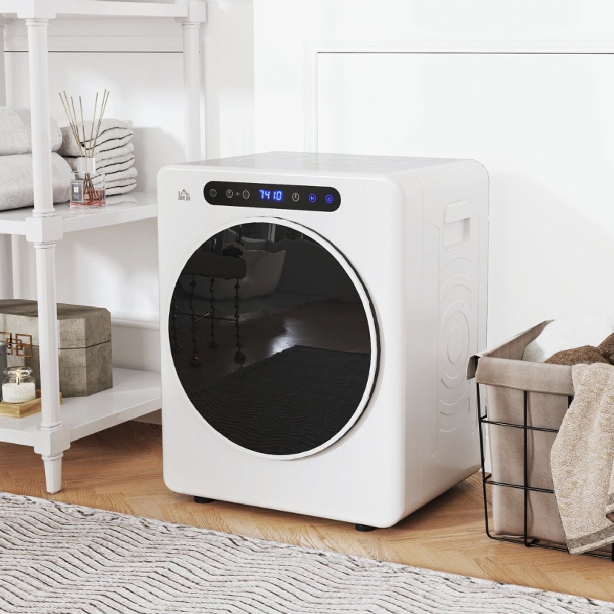COVREO Wasdroger 3 kg, 49 x 43 x 61 cm, wit RVS, 6 programma's, touchbediening
