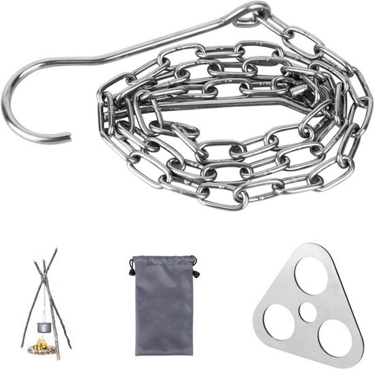 Driepoot voor Vuurschaal - Roestvrij Staal - Grill Accessoire
