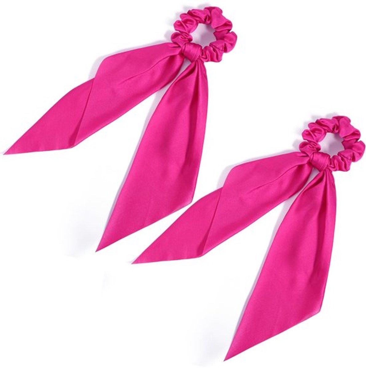 Scrunchie met Strik - 2 Stuks - Roze - Satijnen Haarband - Haarelastiek - Dikke Scrunchie - Polyester Materiaal