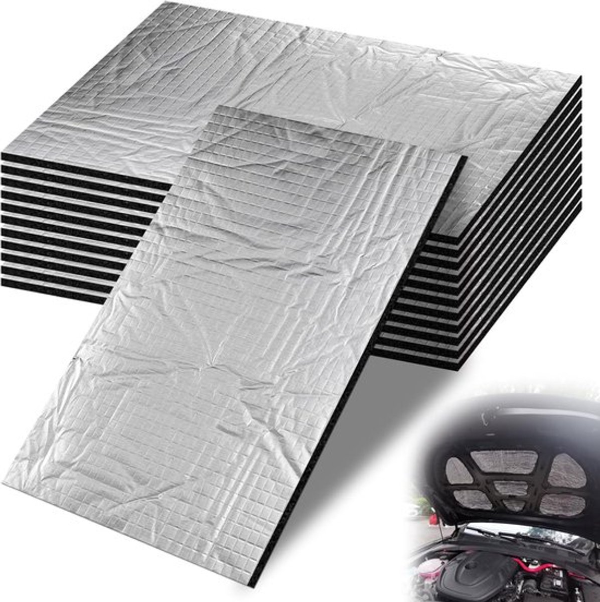 12 Stukken Isolatiematten - Auto 5mm Geluidsisolatie - 40 x 25 cm Lijm Isolatiematten - Schuim voor Geluidsisolatie - Waterdicht Vuurvast
