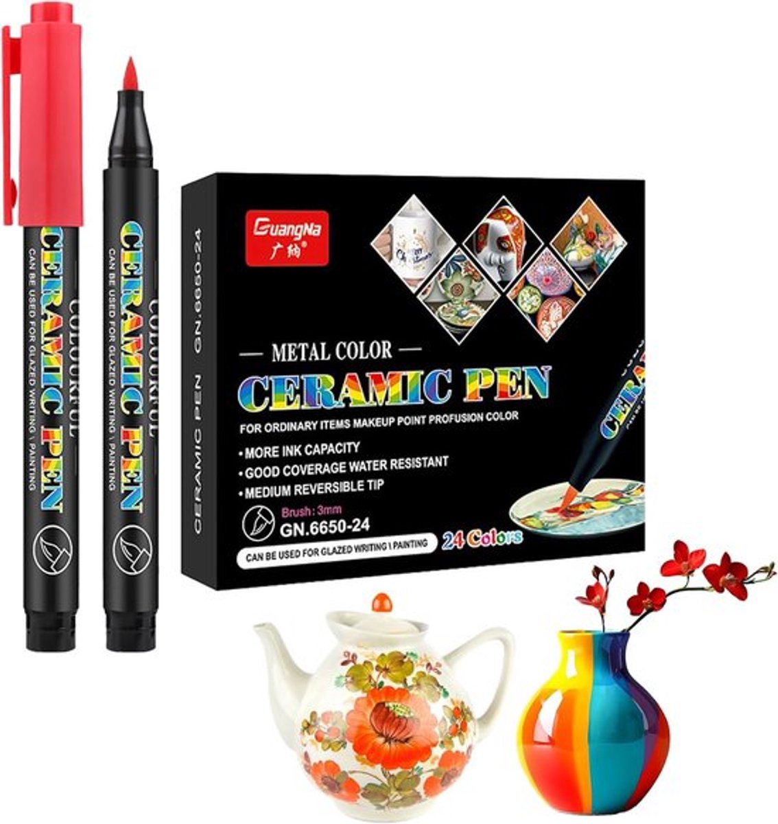 Porseleinstiften - vaatwasserbestendig - 12 kleuren - acrylmarkers voor stenen - waterbestendig - keramische schilderset - snel drogend - waterdichte acrylmarkers voor bekers - keramiek - glas