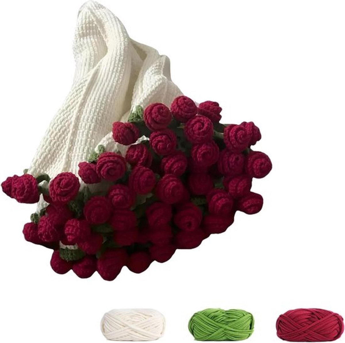 Boeket Deken - Gebreide Dekens met Gehaakte Bloemen - Woondecoratie