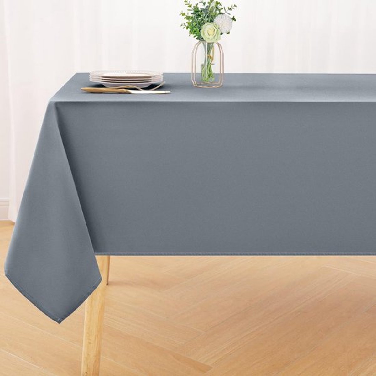 Tafelkleed afwasbaar, rechthoekig, 100 x 140 cm, polyester, waterafstotend, lotuseffect, tafellinnen, vuilafstotend, afwasbaar, tafelkleed voor feest, keuken, grijs