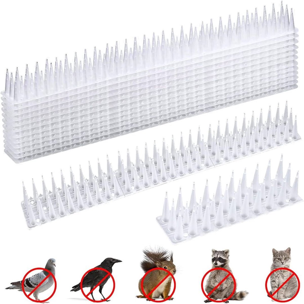 KIRA® Duivenverjager - Vogelpinnen - Duivenpinnen - Universele Duivenpinnen Inclusief Zelfklevende Plakstrip - Wit - 45cm x 14cm x 5cm