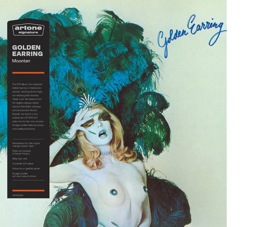 Vrouw met veren hoofdtooi en juwelen, albumhoes van Golden Earring 'Moontan'.