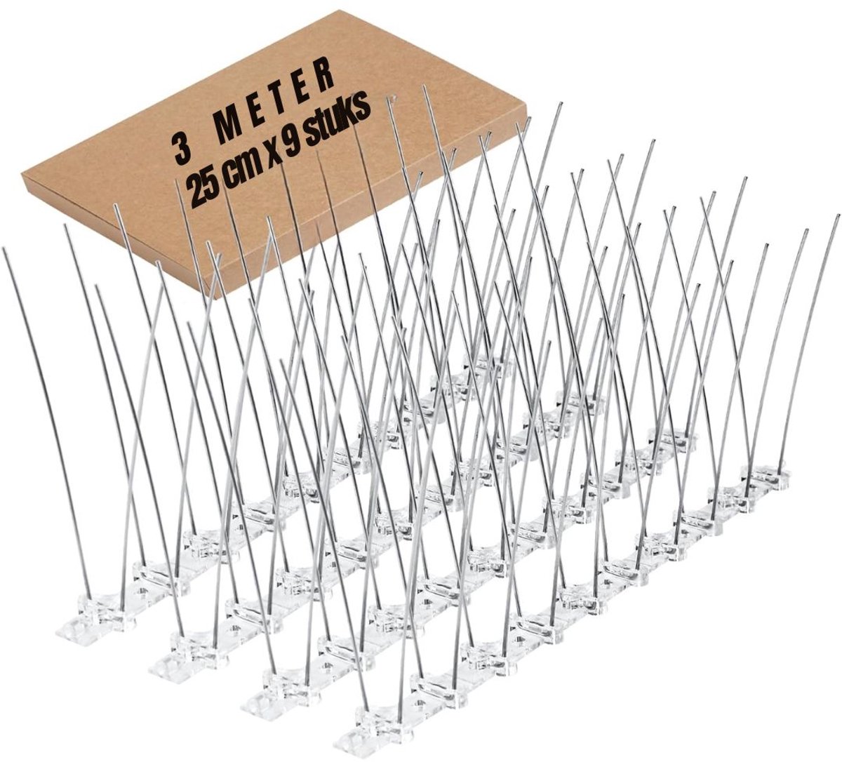 KIRA® Duivenverjager - Duivenverjager met Zelfklevende Strip - Effectieve Vogelpinnen met Plakstrip - Duivenverjager met Zelfklevende Strip - Zilver - 25cm x 14cm x 11cm