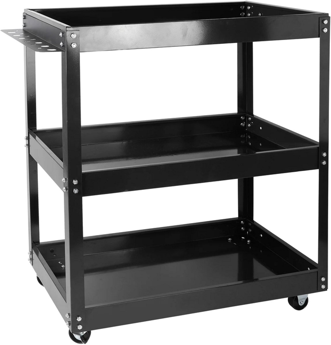 Gudalio Gereedschapswagen - Gereedschapskarren - Werkplaatswagen - 3 Laags - Met Zwenkwielen - 74x66x35.5cm - Staal - Zwart