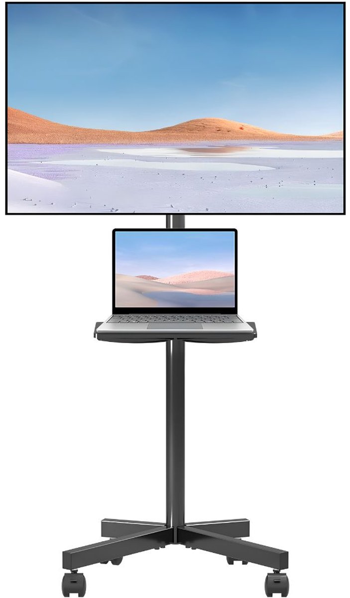 NIVA® Tv Standaard Verijdbaar - Tv Statief - Tv Standaard Verrijdbaar - Zwart - 44cm x 33cm x 13cm