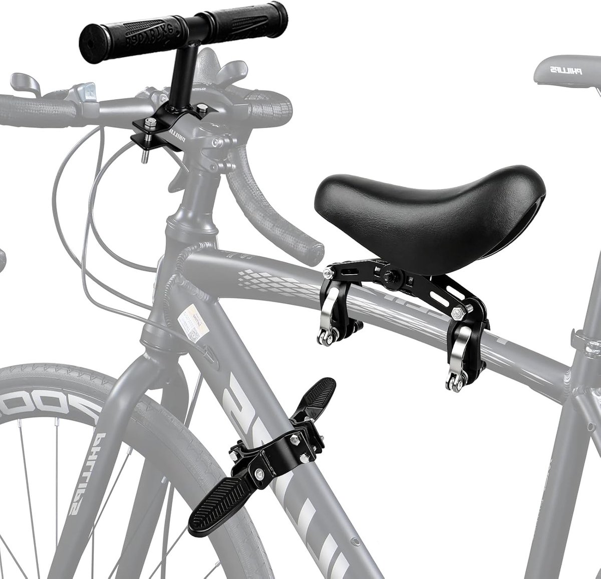 Fietszitje voor Kinderen - Zwart - Afneembaar Kinderfietszadel met Stuur en Pedalen - Voor Kinderen van 2-6 Jaar