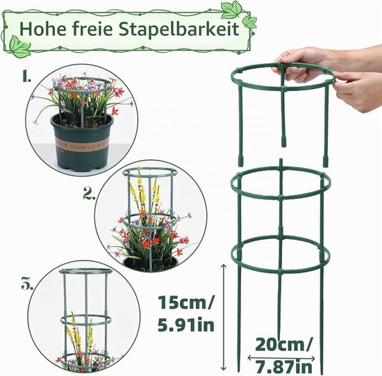 Tomatensteun met Verstelbare Hoogte voor Kruidachtige Planten — afbeelding 4