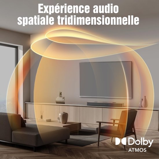 Soundbar Dolby Atmos - Home Cinema Systeem - Film Kijken - Geïntegreerde Subwoofers - 84 x 12 x 8 cm — afbeelding 2