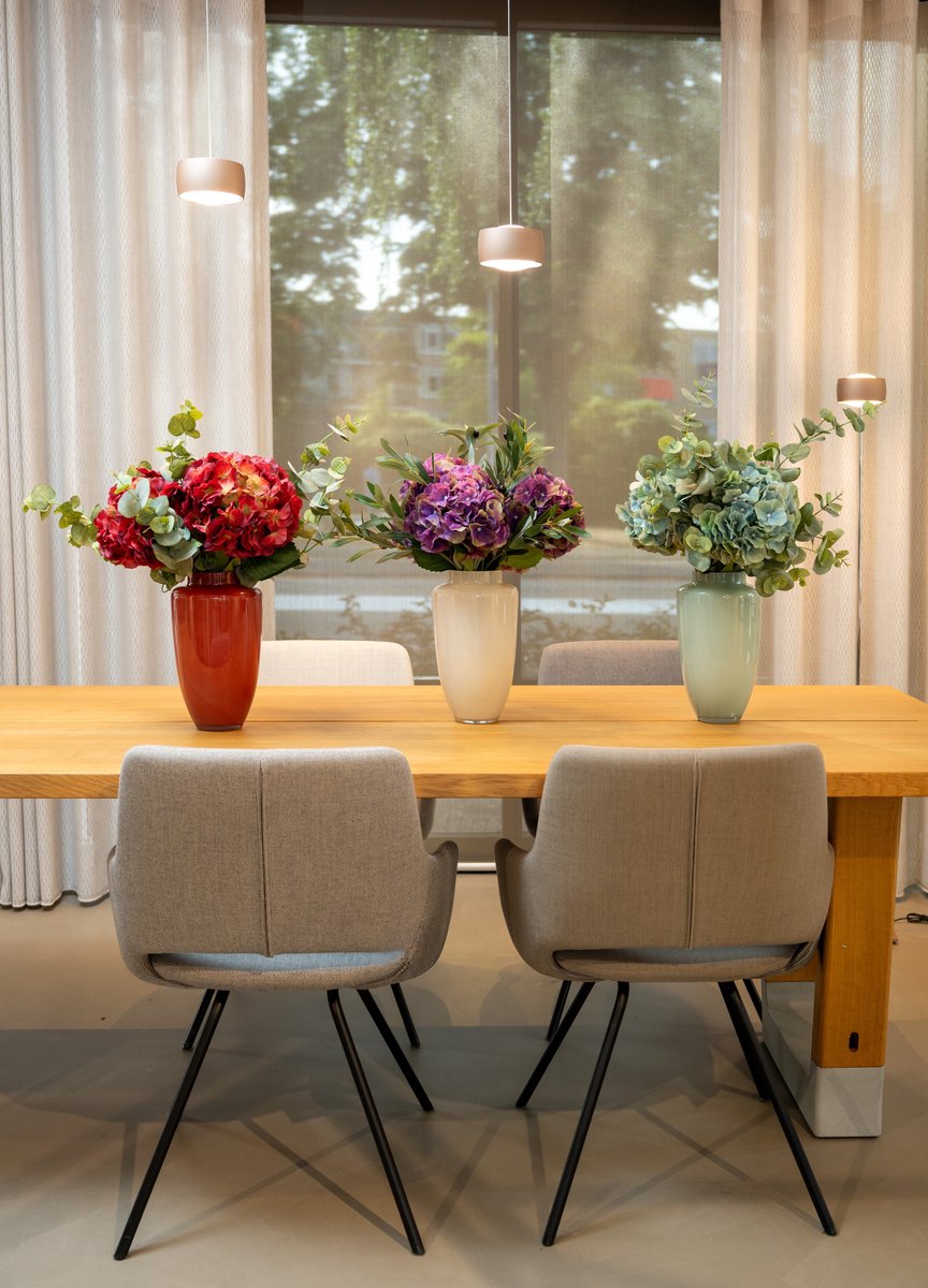 BLOOM & VESSEL Zijden Hortensiaboeket met Vaas – 60 cm – Boeket Aquamarine – Blauwgroene Hortensia & Eucalyptus – Kunstbloemen – Nepbloemen — cadeau in Wonen & Interieur - foto 3