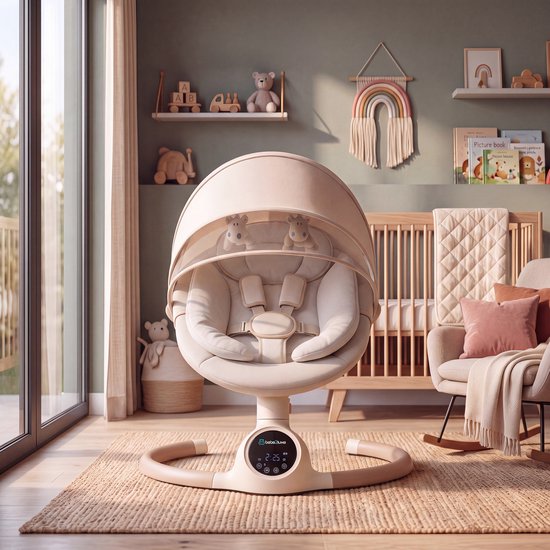BEBE2LUXE ALPHA Elektrische Babyschommel en Wipstoel, Bluetooth-compatibel, draagbare rustgevende babystoel met schommelbewegingen en ingebouwde geluiden — afbeelding 3
