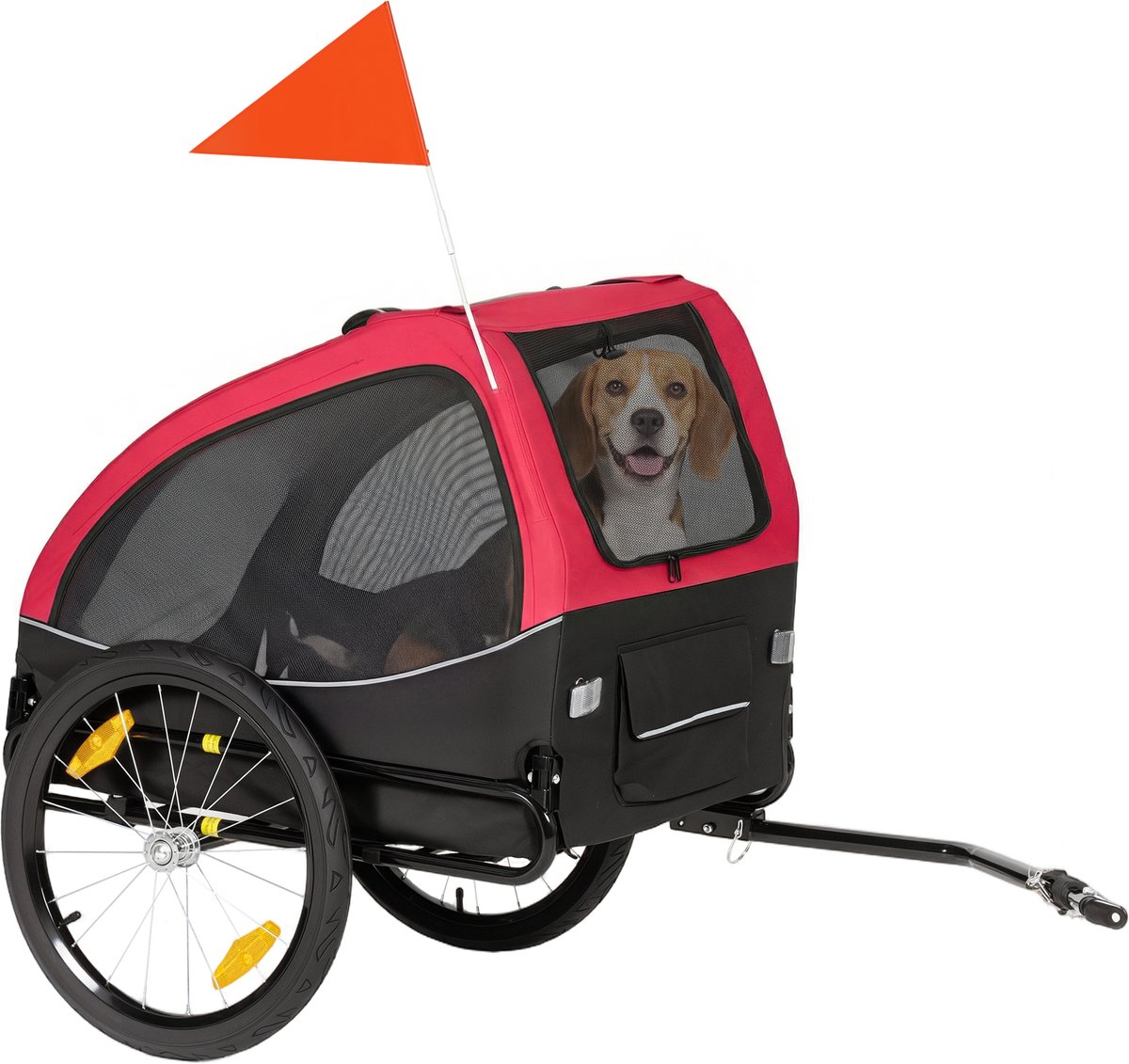 Hondenbuggy/kattenkar met 4 wielen - inklapbaar met één klik - veiligheidsriem - draagvermogen 30 kg - 112 x 65 x 100 cm - donkergrijs