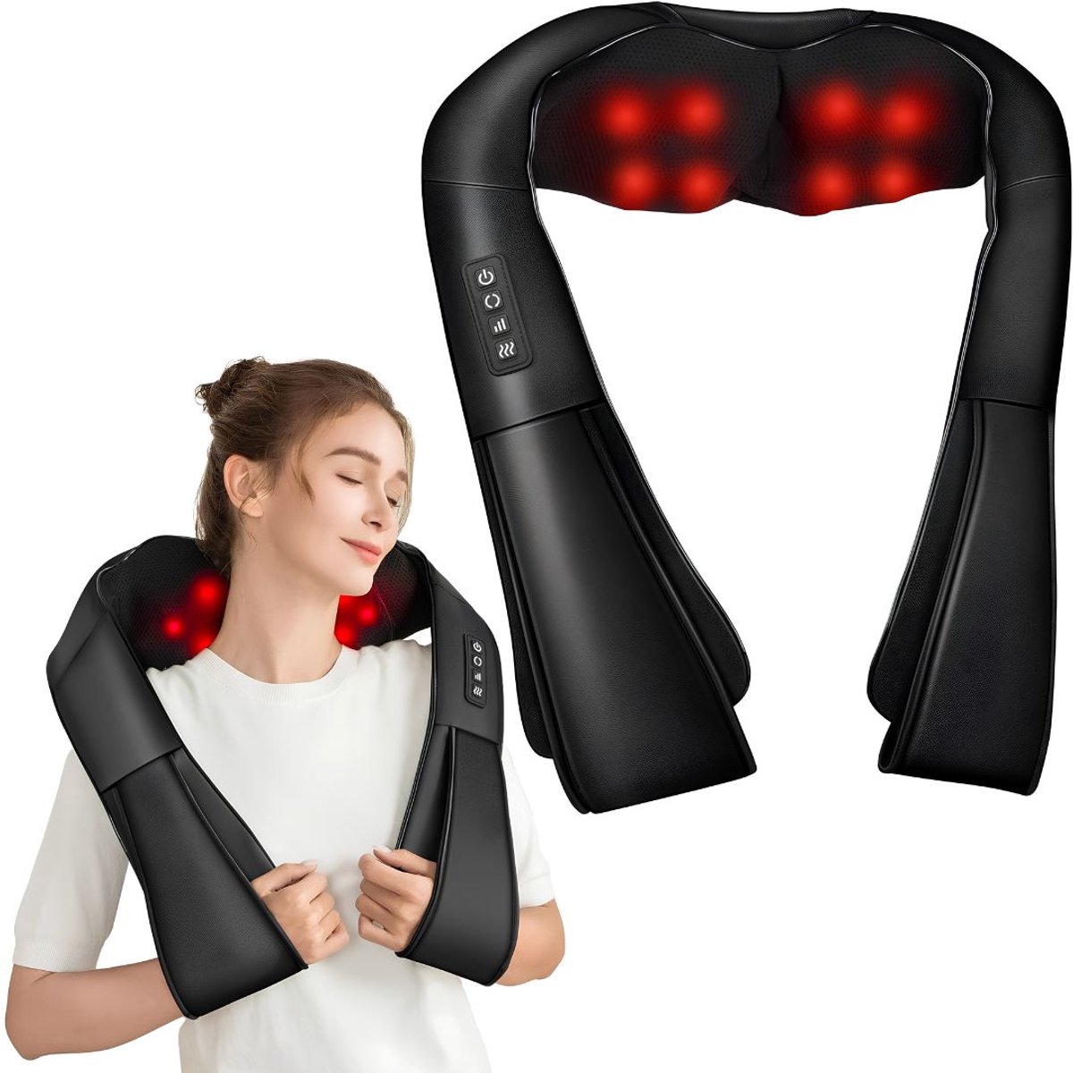 NIVA® Massage Kussen - Massage Apparaat - Massagekussen - Zwart - 40cm x 18cm x 18cm