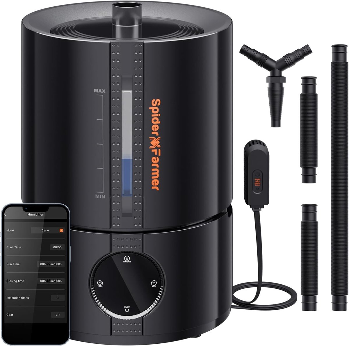 Luchtbevochtiger 5L – Ultrasoon & Stil – Hygrostaat 35-95% – 4 Nevelstanden – 24-uurs Timer – Top Fill