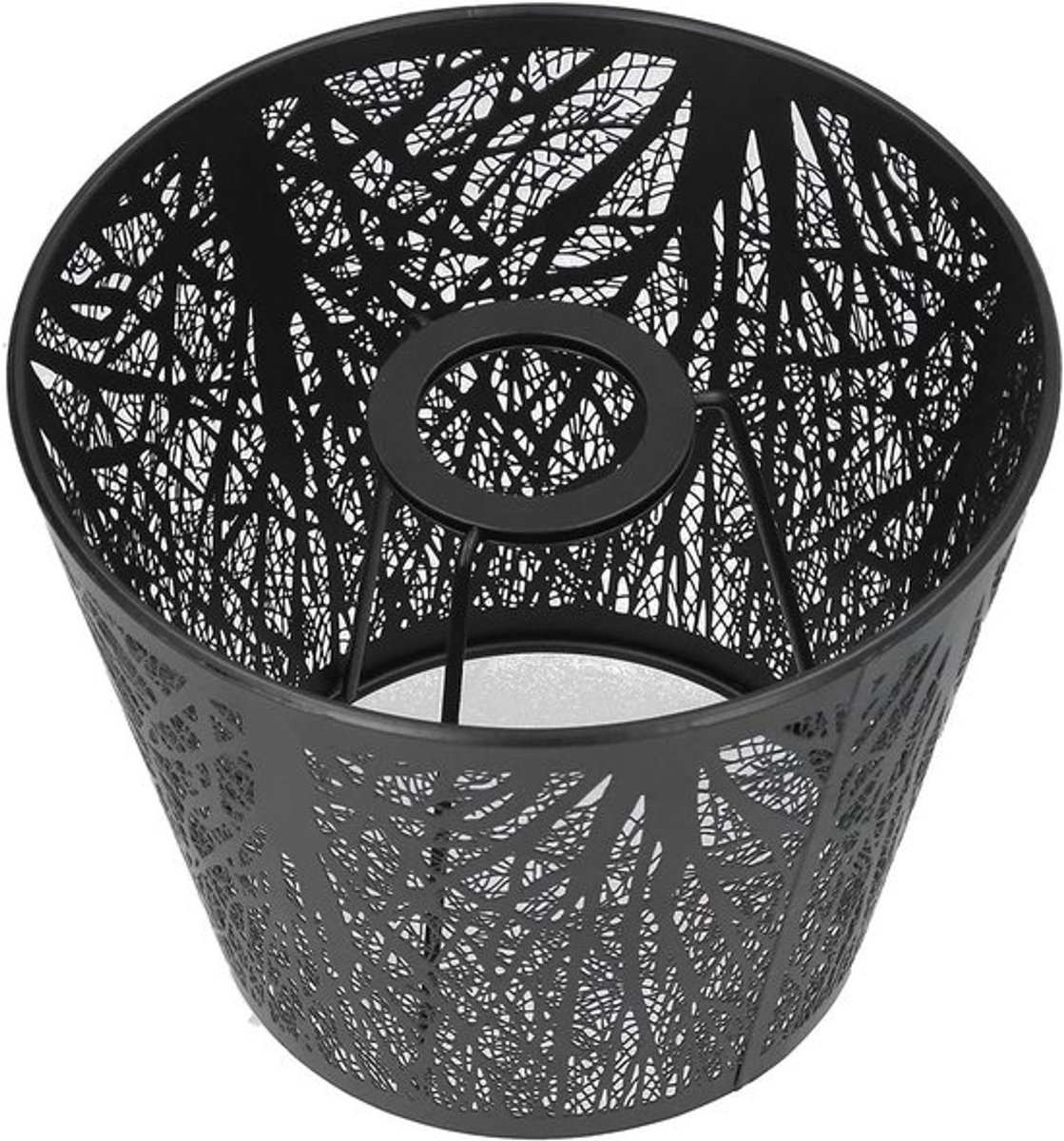 - Smeedijzeren lampenkap met gesneden bosboom design voor slaapkamer nachtkastje - zwart decor.