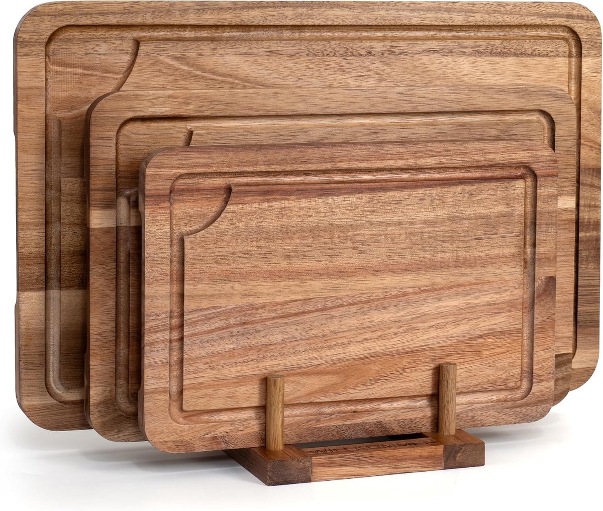 Houten Snijplank Set - Acaciahout - Set van 3 - Met Sapgoot - Voor Keuken en Charcuterie