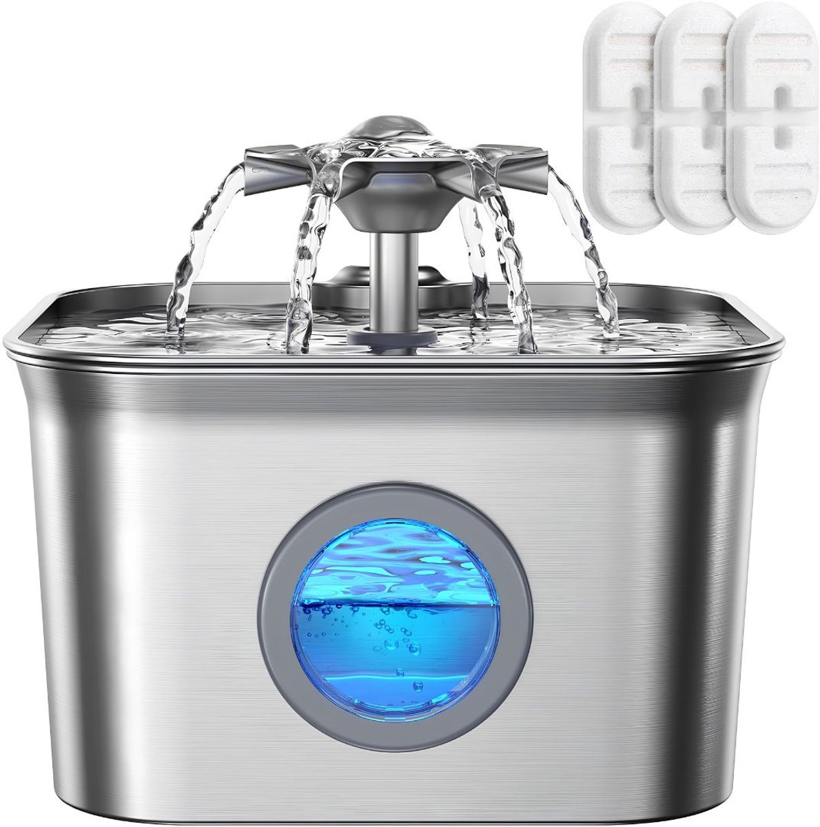 NIVA® Drinkfontijn - Waterfontein - Drinkfontijn Katten - Zilver - 21cm x 13cm x 21cm