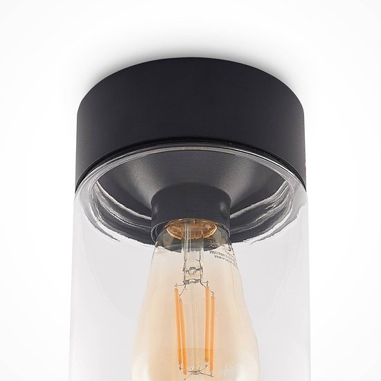 Arcchio - plafondlamp - 1licht - Aluminium, glas - H: 20.5 cm - E27 - zwart, helder