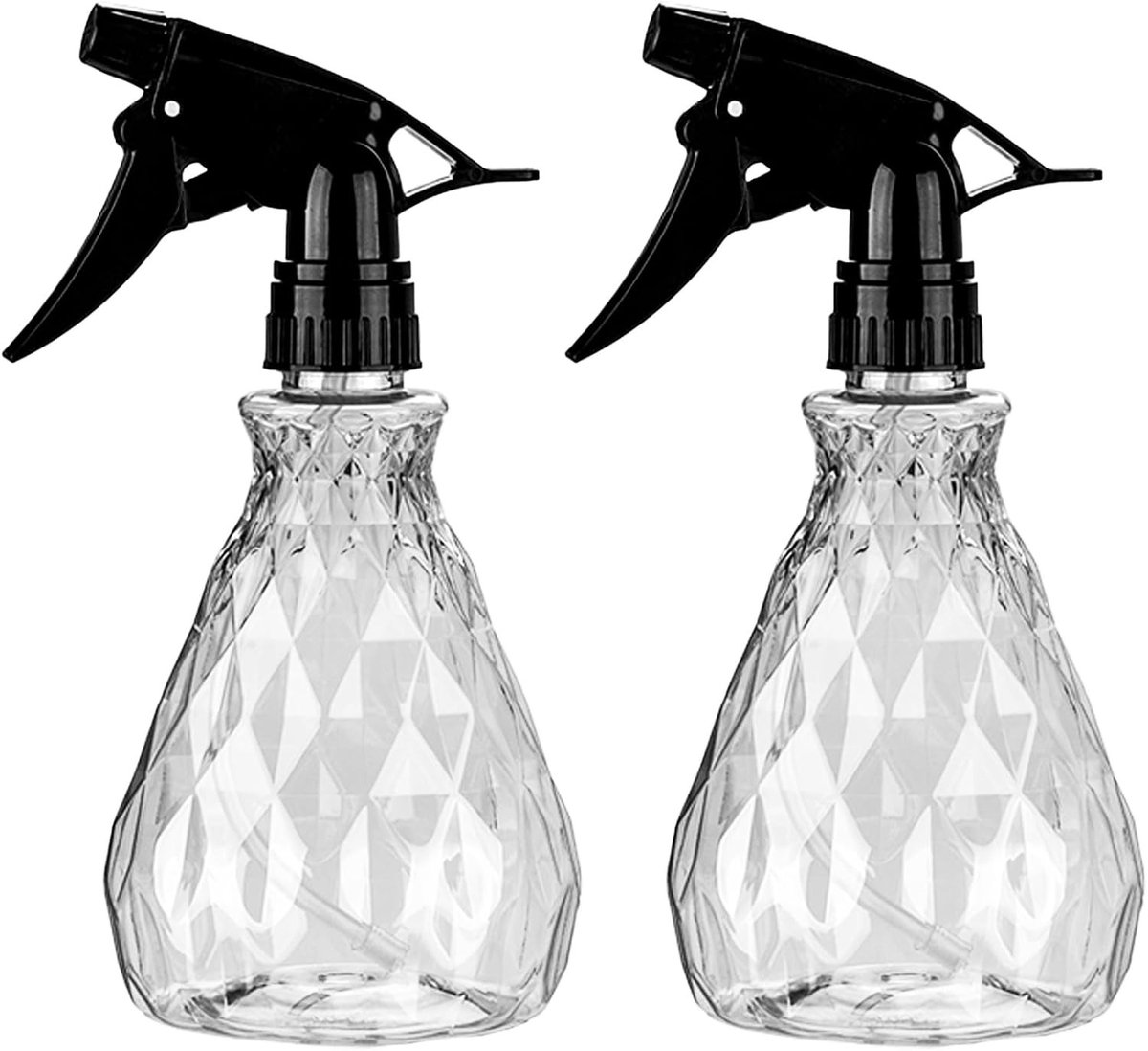 Vwoqiy 2 stuks spuitflessen 500 ml, verstuiver, lege spuitfles met verstelbare sproeikop, plantenwaterspuit, bloemensproeier, spuitflessen voor planten, bloemen, tuin, kapper (transparant)