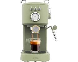 Espressomachine 20 Bar – Retro Pistonmachine met Melkopschuimer – Drukmeter – 1,25L – 1100W – Groen