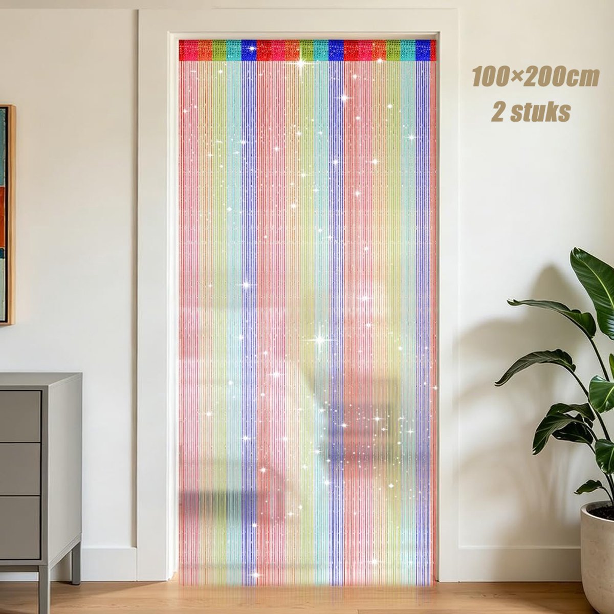 Draadgordijn - 100×200cm - 2 stuks - Glinsterend Deurgordijn - Vliegengordijn - Geschikt voor Deuren, Ramen, Huisdecoratie