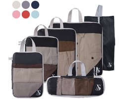 ANNSTÉ® - Compressie Packing Cubes - Packing Cubes Compression - Reiszakken voor Koffer - Packing Cubes met Compressierits - Bagage Organizer - Compression Cube - Koffer Organizer Set - Bag Organizer - Reistassen - Reis Organizer - 6 Stuks - Zwart