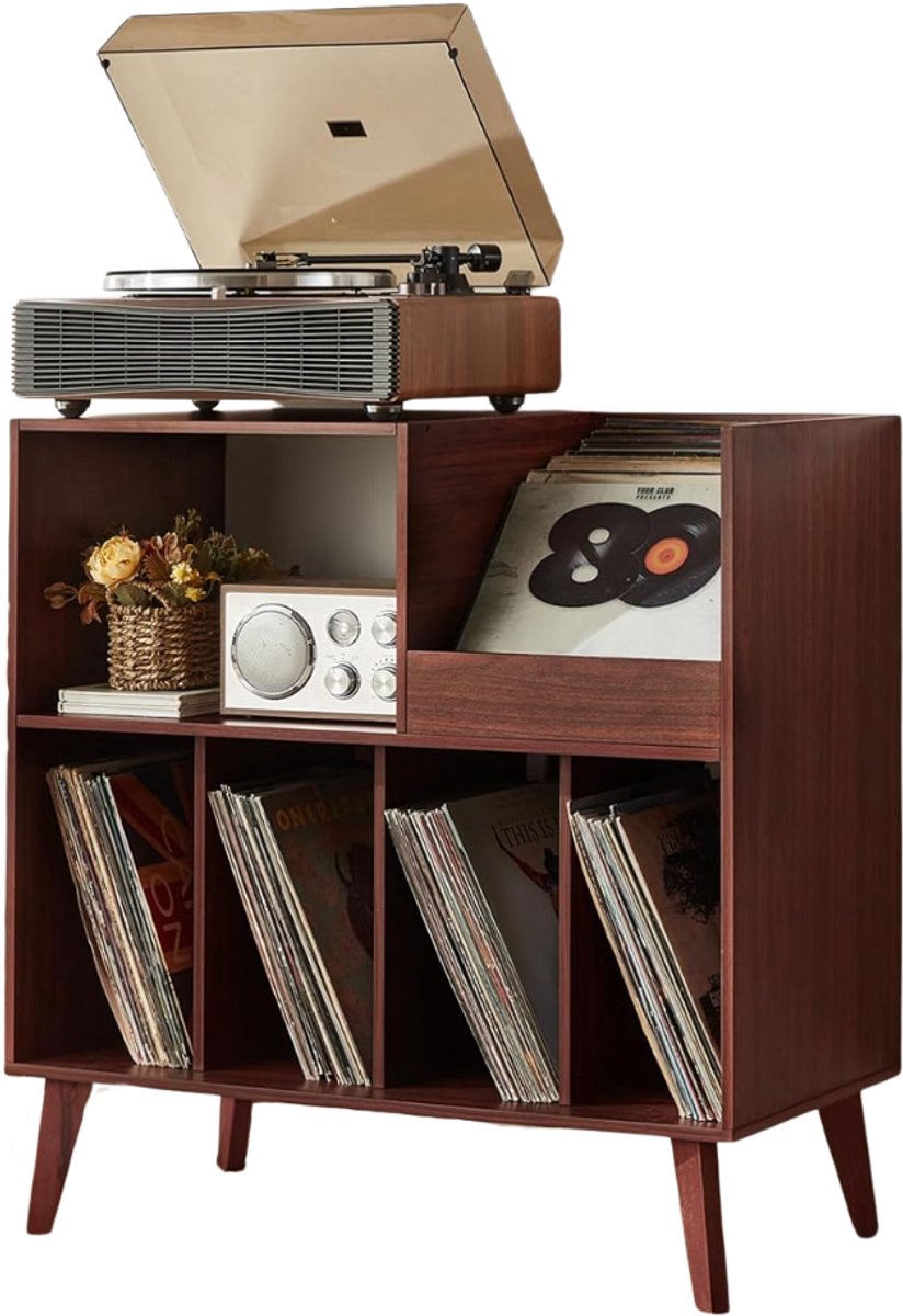 ZRNS® Platenkast - Platenspeler Meubel - LP Opbergkast - Vinylplaathouder - Hout