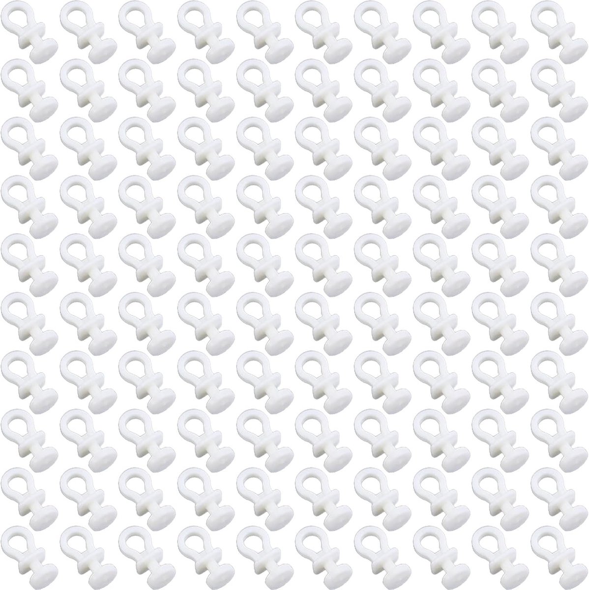 Gordijnhaken - Wit - 23 x 10 mm - Kunststof Glijders voor Rails - Voor Deur- en Douchegordijnen