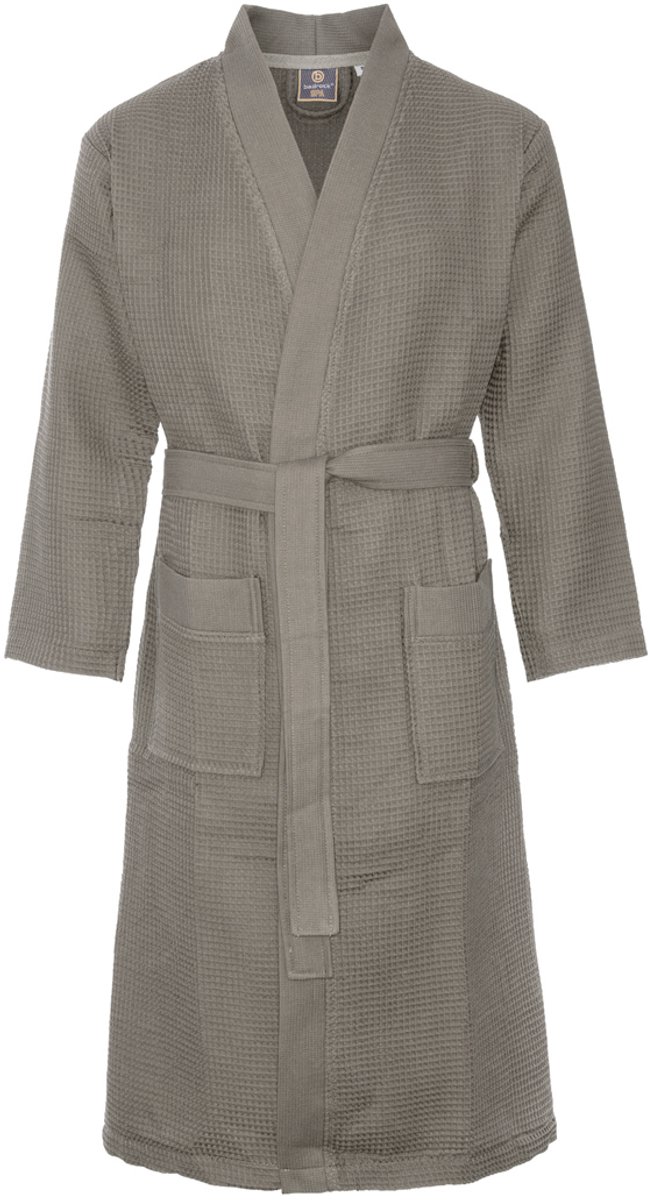 Wafel badjas voor sauna taupe L - sauna badjas unisex - biologisch katoen - wafel badjas taupe - Oeko-Tex