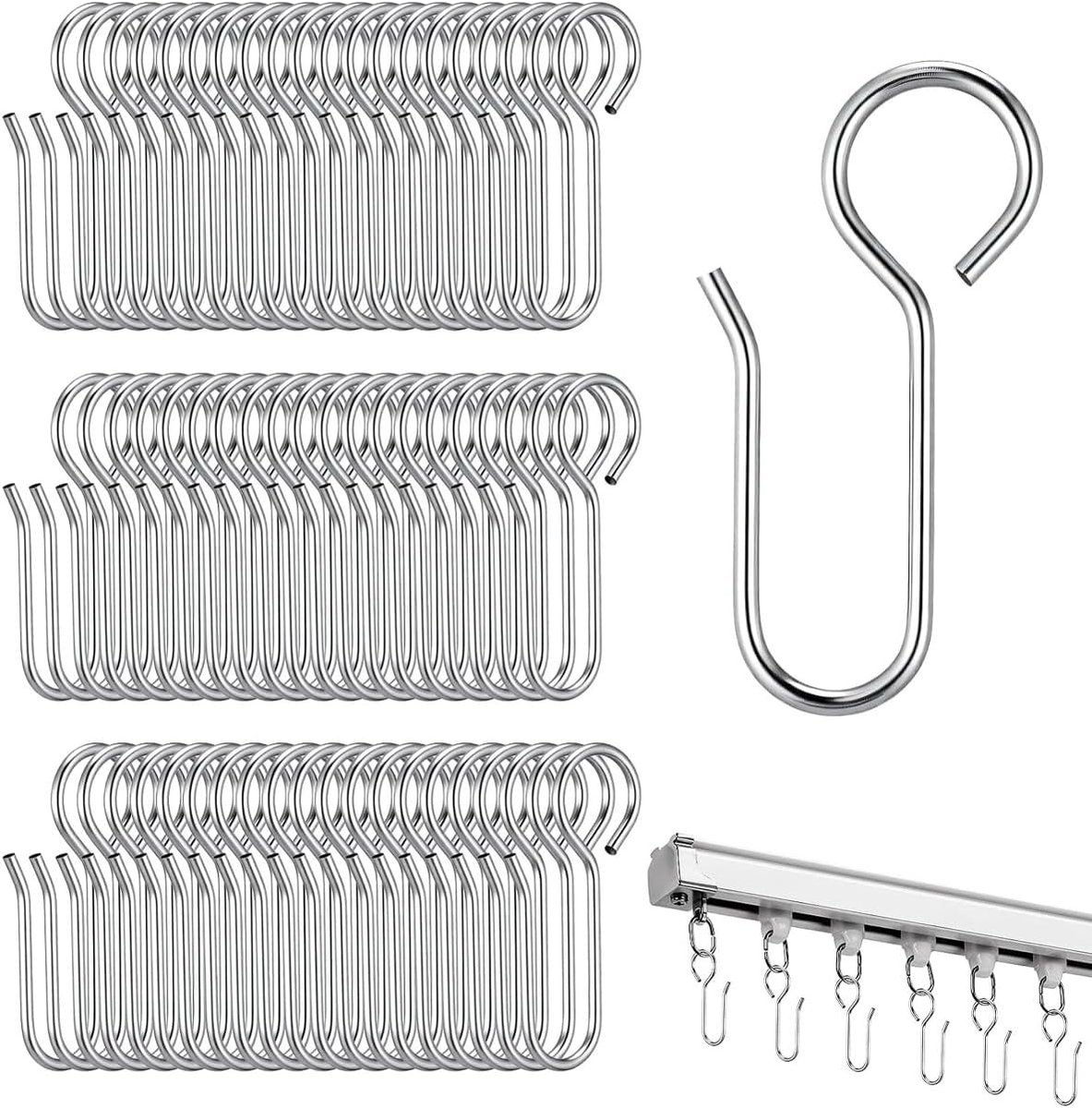 S-haken - Zilver - 35 mm - Roestvrijstalen Gordijnhaken voor Ophangen - Voor Gordijnen en Keukenaccessoires