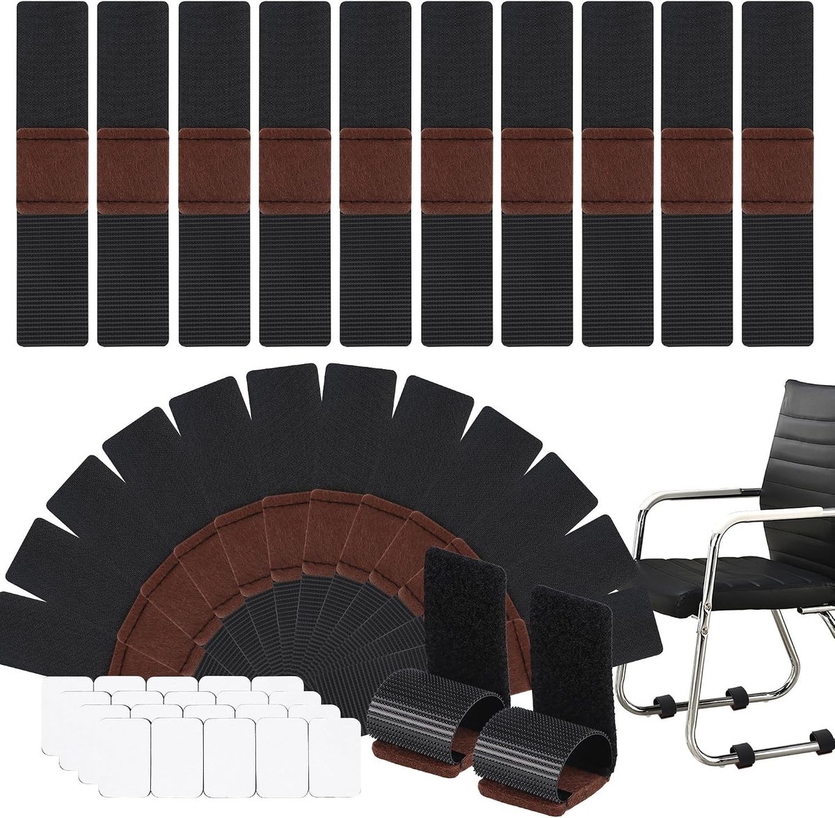 Meubelglijders - Zwart - 14,5 x 3 cm - Vilt Glijders met Zelfklevende Tape - Voor Stoelen en Meubels