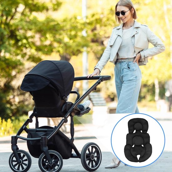 Kinderwagenkussen, autostoelverkleiner voor baby's, 3D mesh stof zitverkleiner, comfortabel en ademend voor kinderwagen, autostoel, kinderstoel, zwart — afbeelding 2