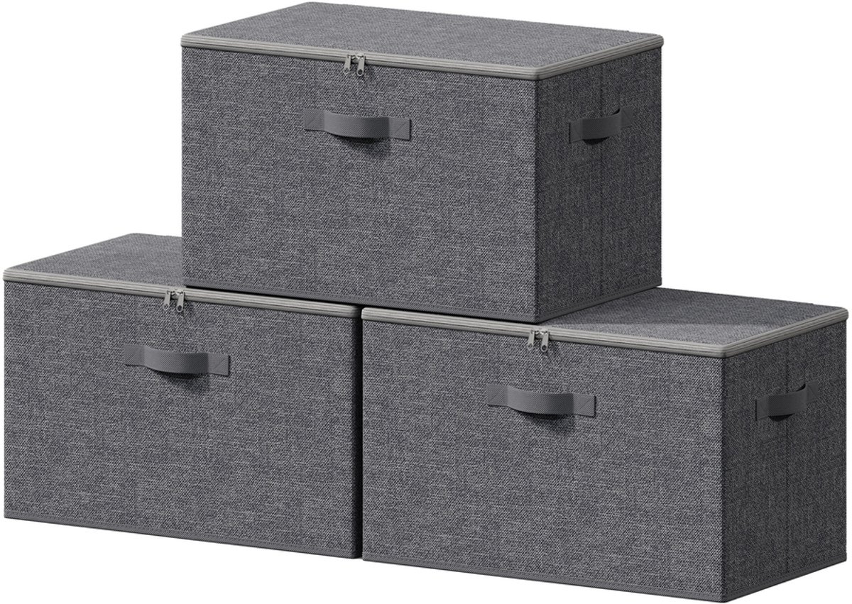Opbergdozen – Set van 3 – Grijs – 50 x 30 x 30 cm