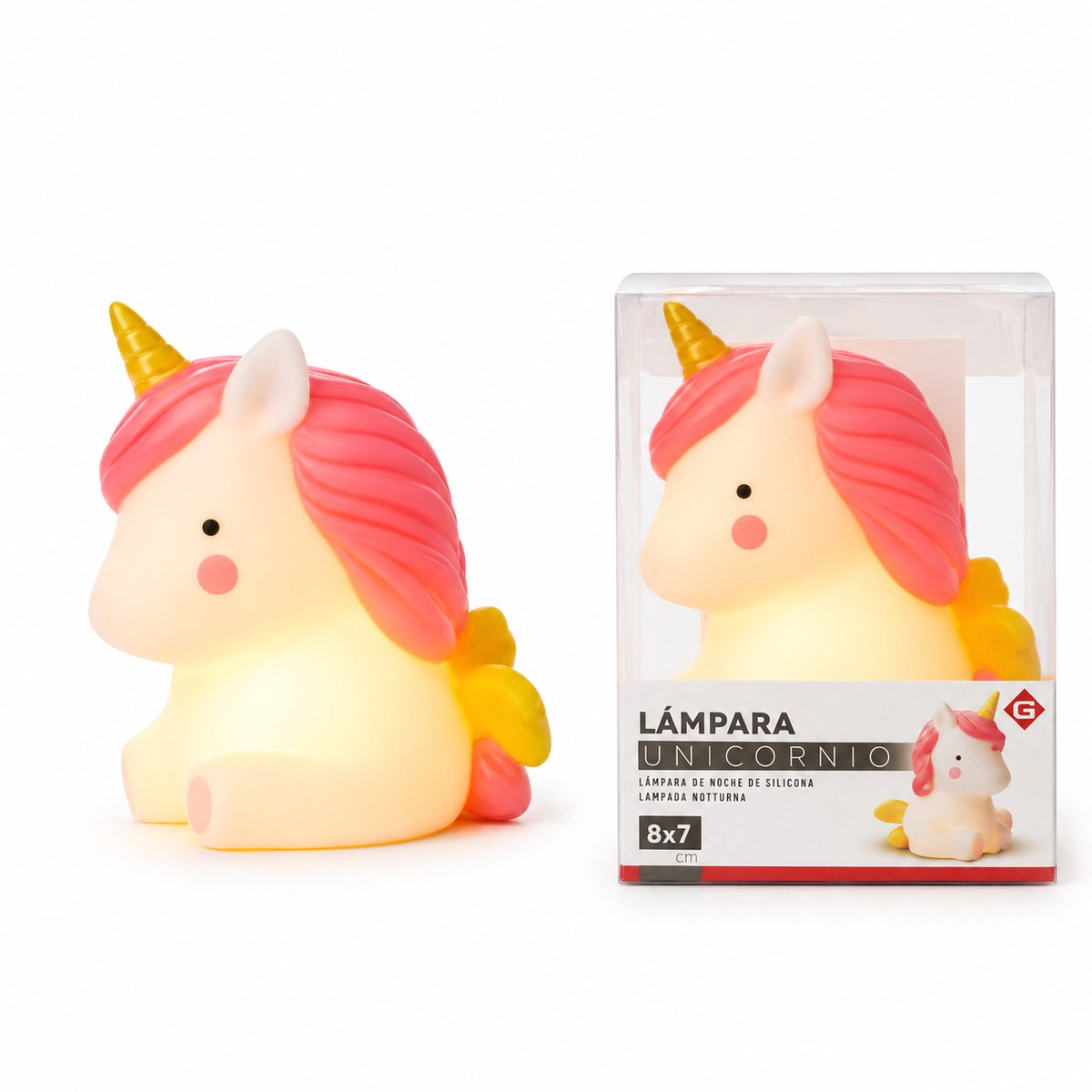 EasyMart Unicorn Nachtlampje Kinderen 8 x 7 CM – LED Nachtlamp Eenhoorn – Zacht Licht – Kinderkamer Decoratie – Batterij – Roze/Wit