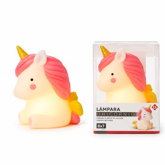 EasyMart Unicorn Nachtlampje Kinderen 8 x 7 CM – LED Nachtlamp Eenhoorn – Zacht Licht – Kinderkamer Decoratie – Batterij – Roze/Wit