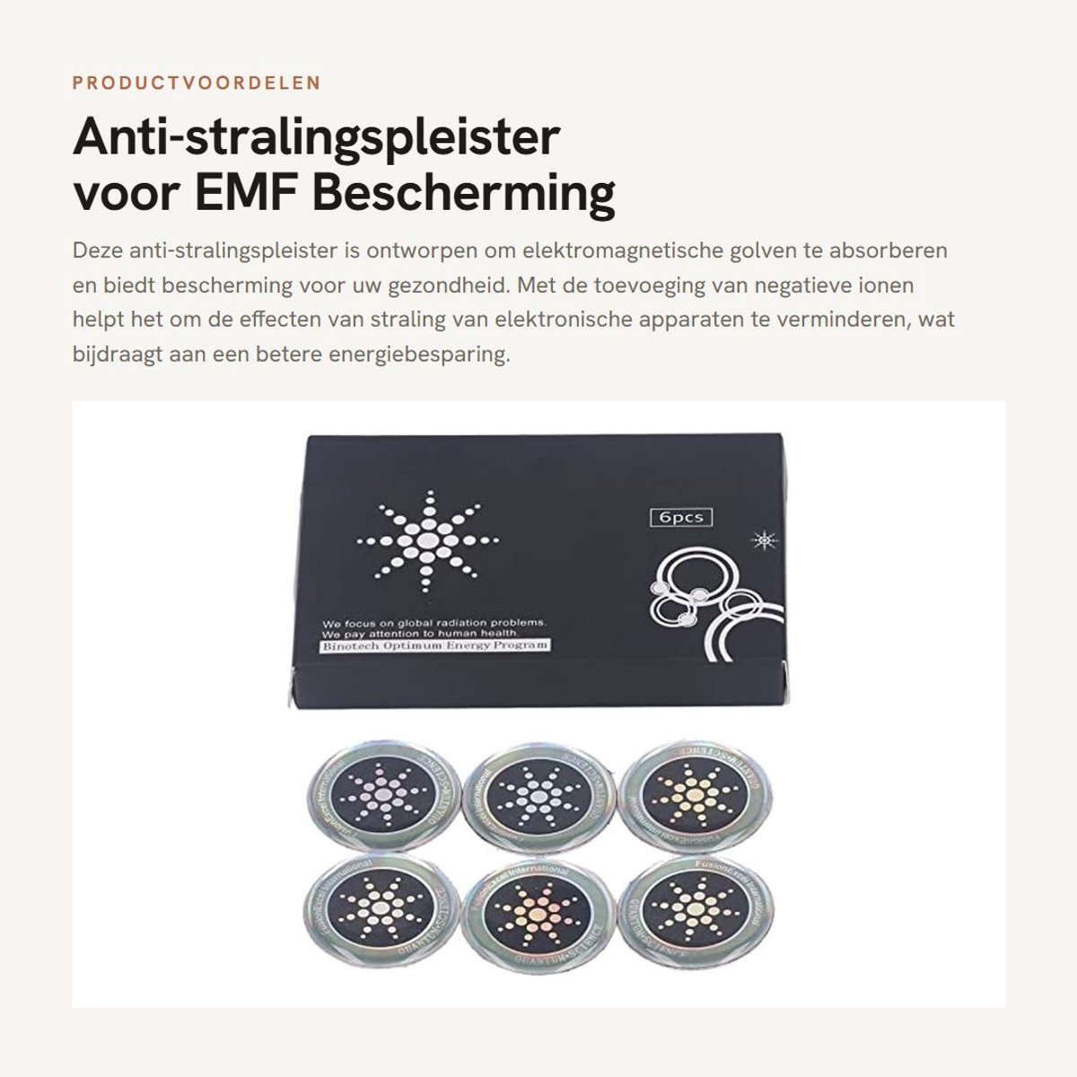 Dailygoods - Anti-stralingspleister voor EMF Bescherming met Negatieve Ionen - Set van 6