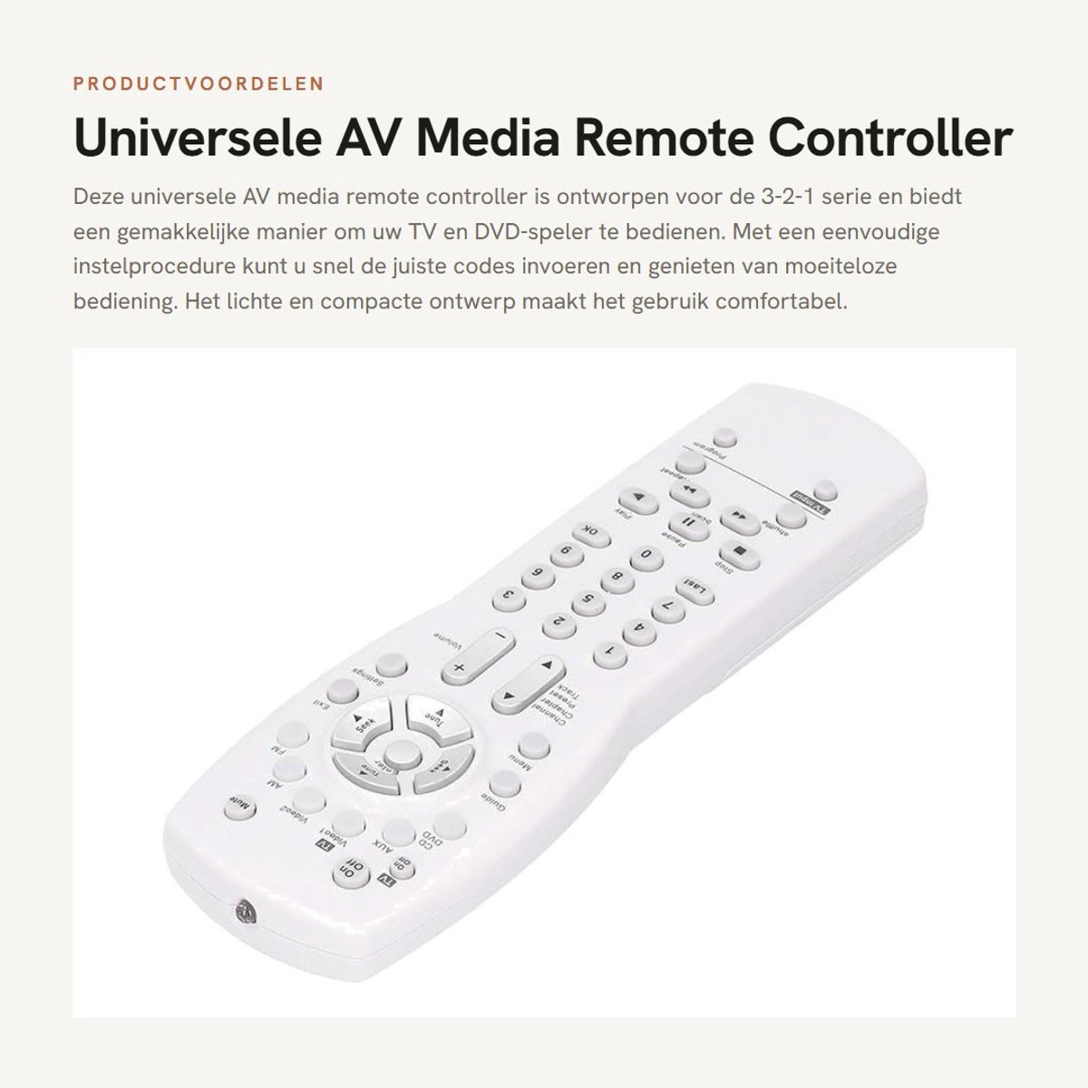Dailygoods - Universele AV Media Remote Controller voor TV en DVD
