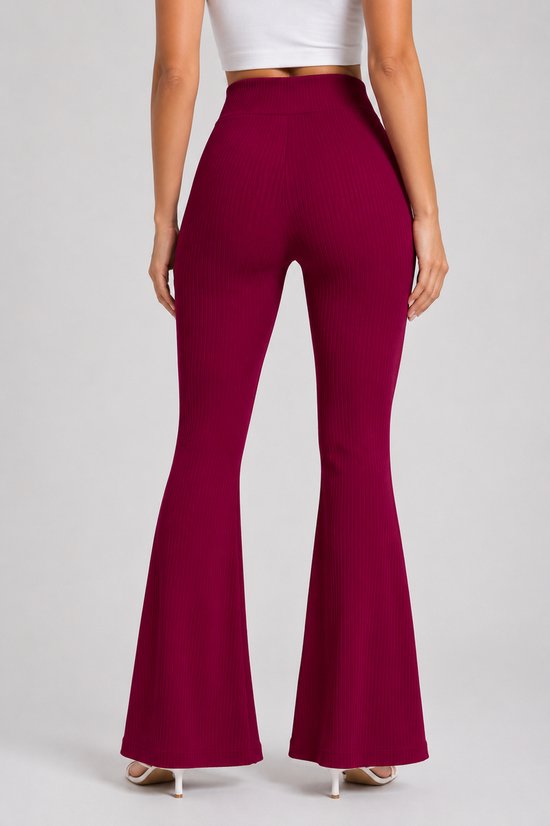 SparkNine Breezeflare dames legging - stijlvolle flare broek - XL - rood - lichtgewicht & ademend - hoge taille - flatterende pasvorm van Merkloos — afbeelding 3