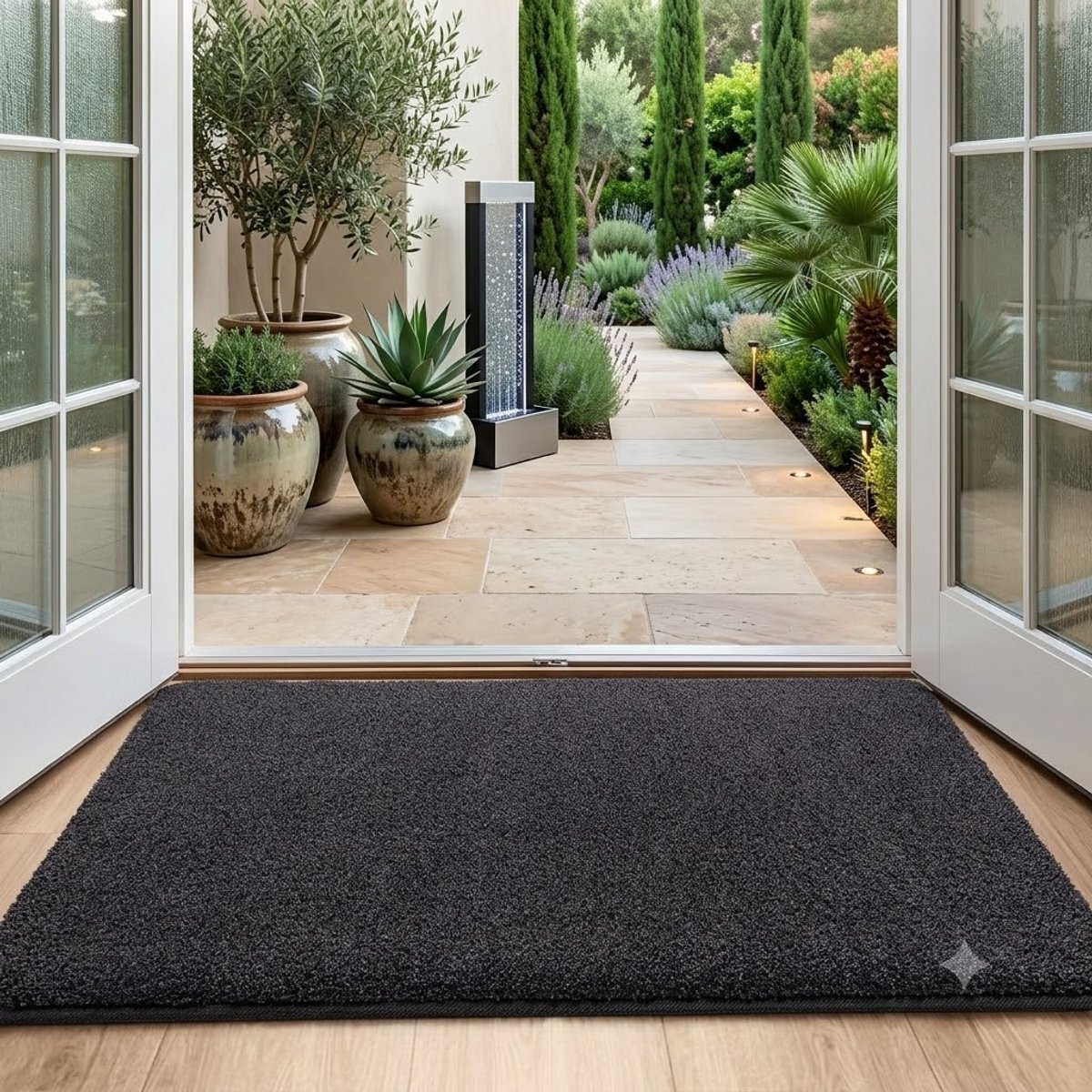 Maison Elara Deurmat antislip droogloopmat 60 x 90 cm super absorberend entreetapijt machinewasbaar zachte vloermat zwart-grijs